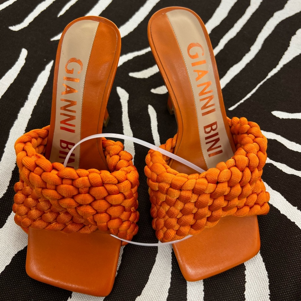 Gianni Bini Tangerine Keita Woven Square Toe Dress Sandals